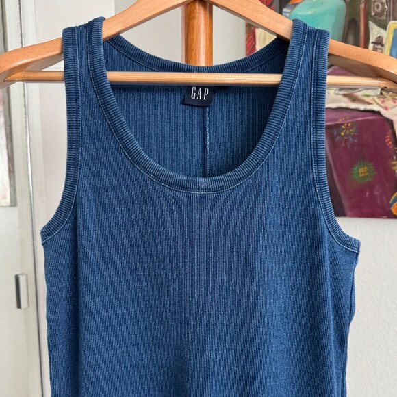 GAP - Rib Midi Tank Dress in Medium Blue Indigo - Picture 5 of 10